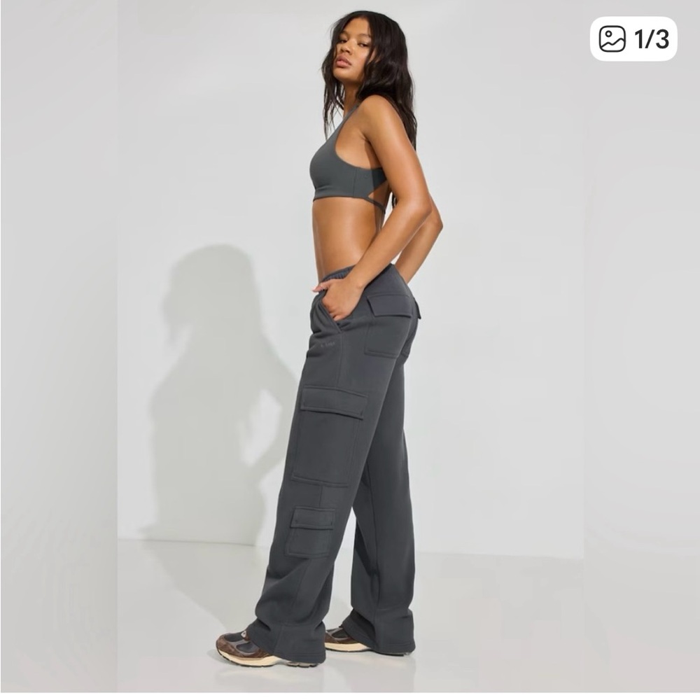 Garage Charcoal Wide-Leg Cargo Joggers
